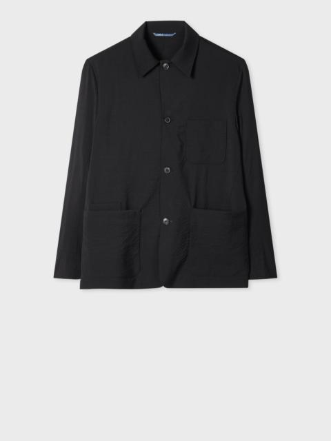 Black Stretch-Wool Seersucker Work Jacket