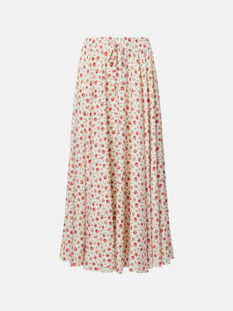 Floral silk-blend midi skirt