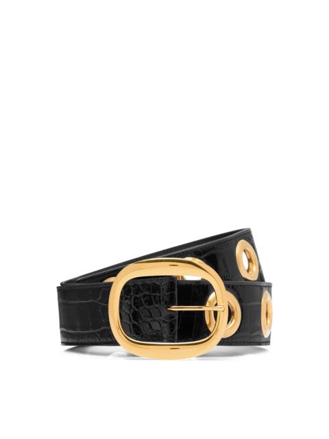 SHINY STAMPED CROCODILE LEATHER URSULA BELT