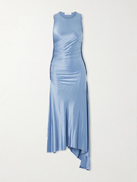Asymmetric Gathered Satin-jersey Dress
