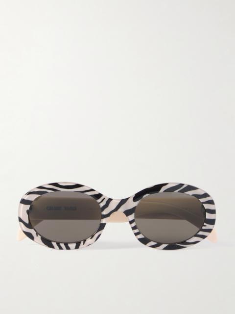 Round-frame Striped Acetate Sunglasses