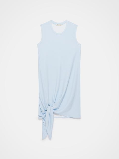 HEM KNOT DRESS IN WHITE BLUE