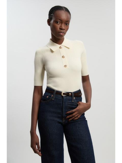 Rib Knit Military Short Sleeve Top