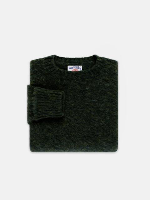 MADE-IN-SCOTLAND DARK GREEN MARL SHAGGY DOG SWEATER - CLASSIC FIT