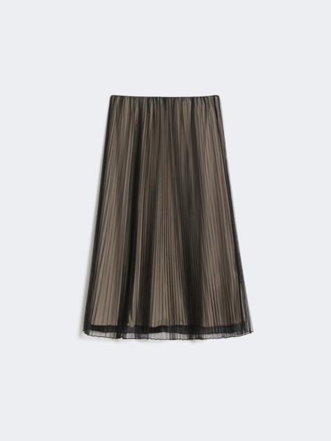 Plissé-pleated tulle skirt - BLACK