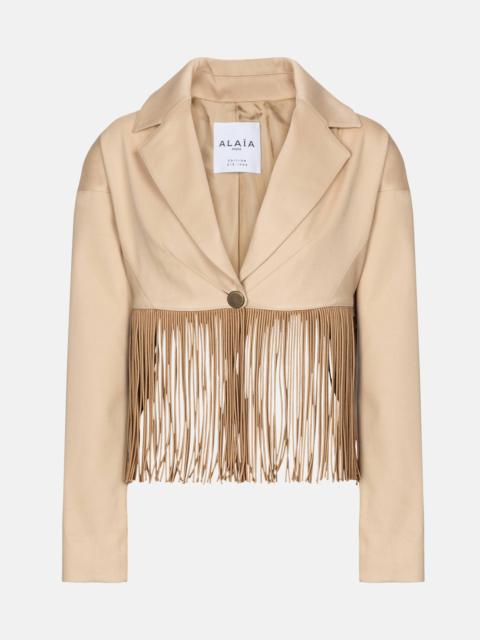 Fringed cotton blazer