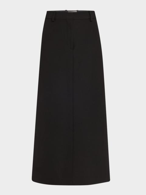 Low-Waist Tailored Straight Midi Skirt