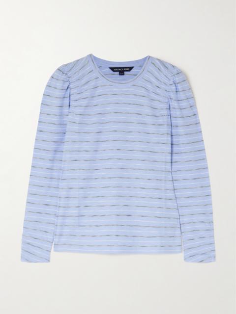 Bouvet Smocked Ruched Striped Pimaa Cotton T-shirt