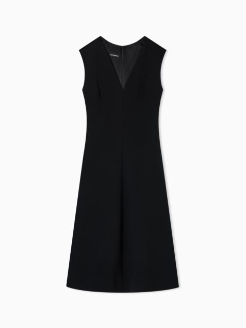 FLARED DRESS IN BARK-EFFECT FLUID CRÊPE