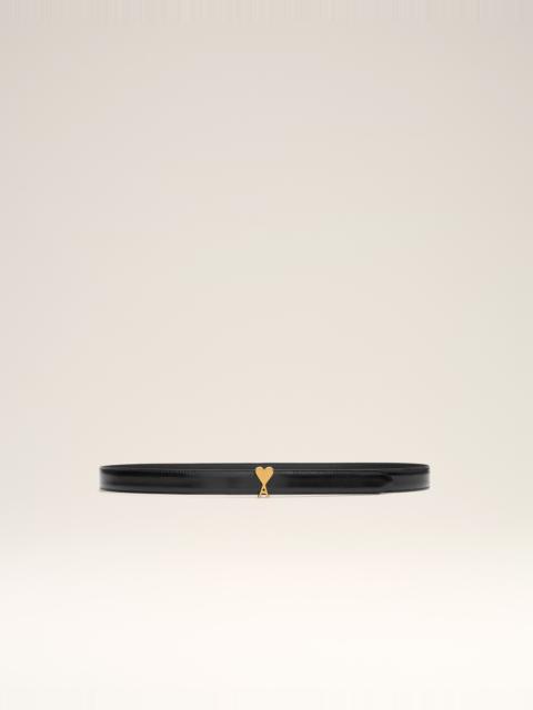 BLACK GLAZED LEATHER AMI DE COEUR BUCKLE 25 MM BELT