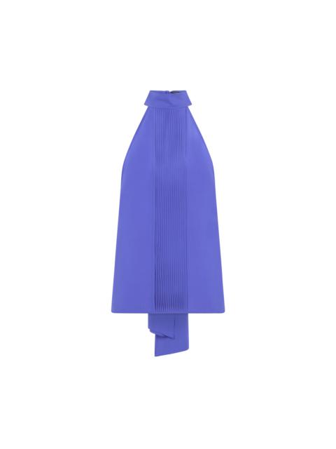 SILK HALTERNECK LAVALLIERE TOP WITH PLISSE DETAIL