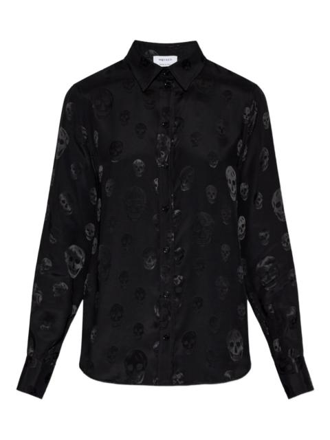 skull-pattern collared top