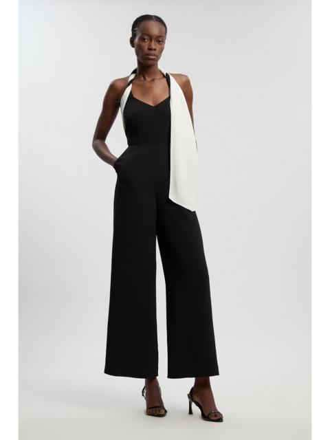 Petite Soft Tailored Colour Block Detail Halter Neck Jumpsuit