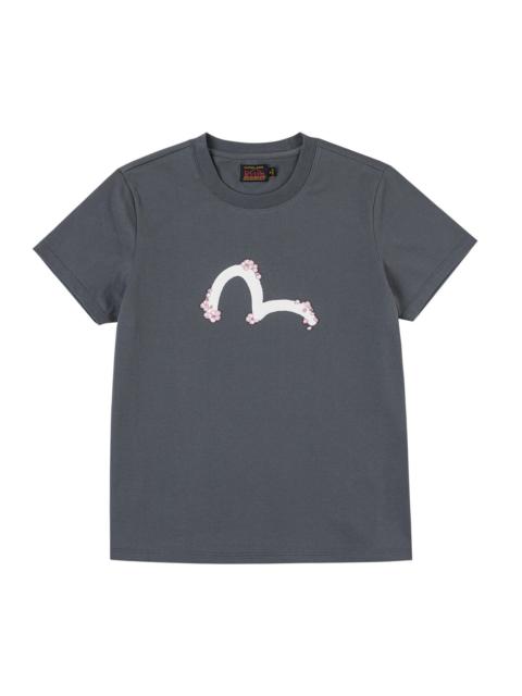 Sakura Embroidery Seagull Print T-Shirt