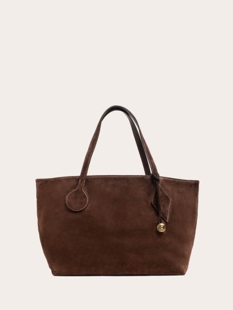 SPROUT TOTE LARGE DARK BROWN SUEDE