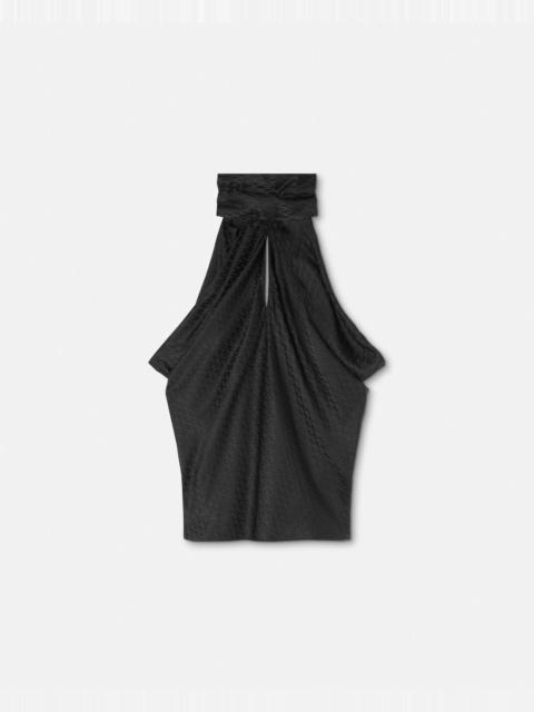 V Allover Jacquard Silk Lavallière Top