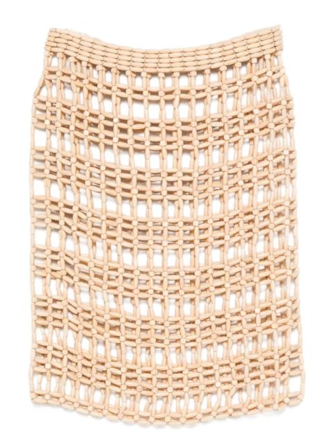 beaded grid midi skirt