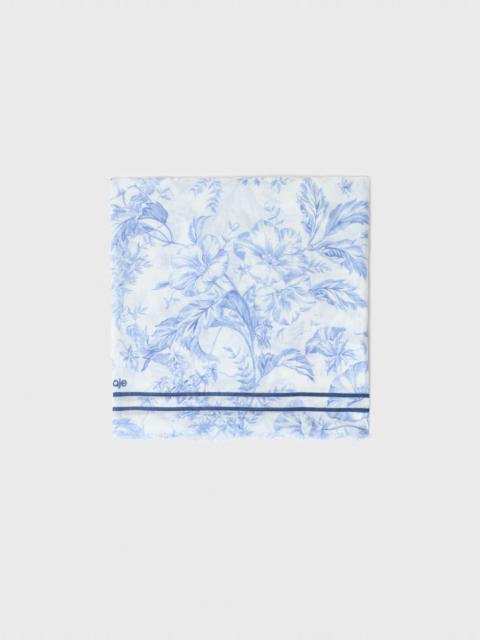 Floral print wool blend shawl