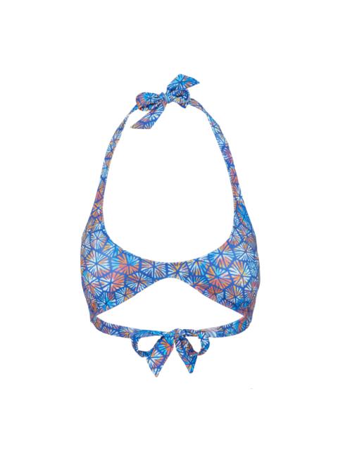Women Round Neckline Bikini Top Carapaces Multicolores