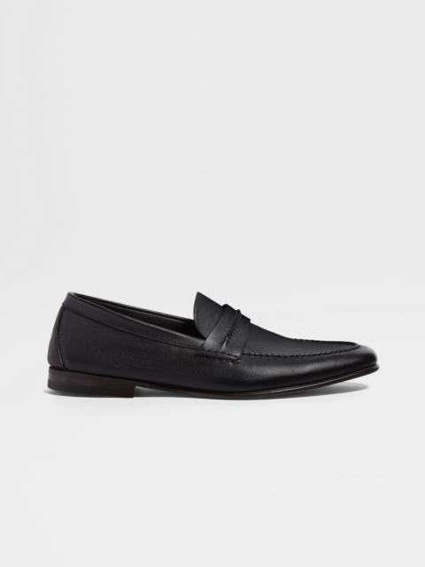 BLACK NATURAL GRAIN LEATHER MOCASSIN LOAFER