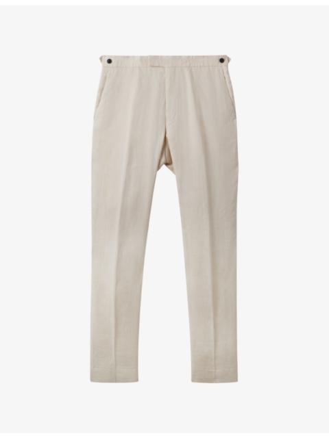 Kin pressed-crease slim-fit linen trousers