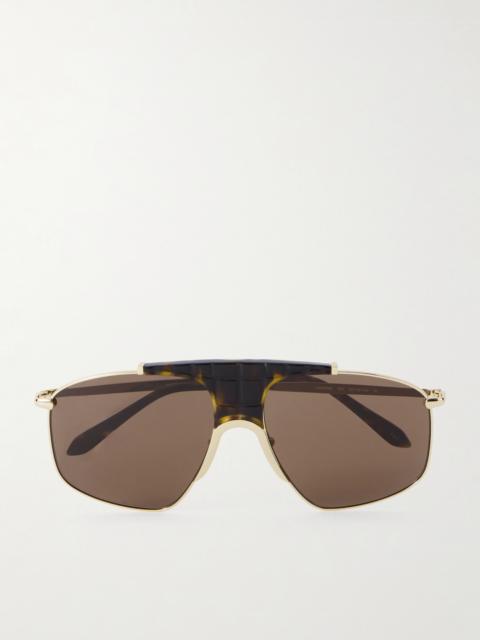 Aviator-style Gold-tone And Tortoiseshell Acetate Sunglasses