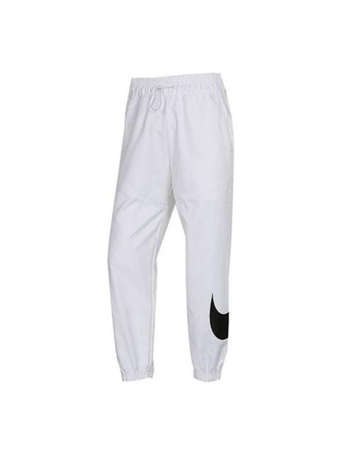 (WMNS) Nike Sportswear Swoosh Logo Printing Woven Sports Trousers White CJ3777-100