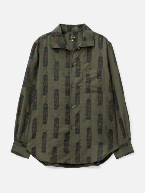 PIN-TUCK COLLAR SHIRT - ABSTRACT JACQUARD