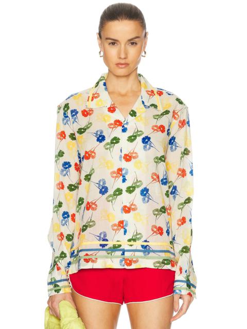 Flower Stamp Long Sleeve Top