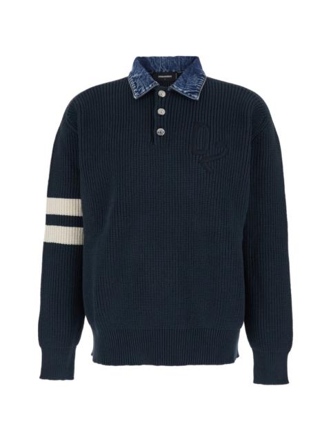 denim-collar stripe sweater