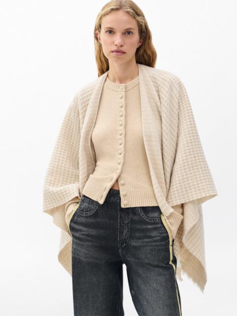 Joni Waffle-Knit Wool Poncho