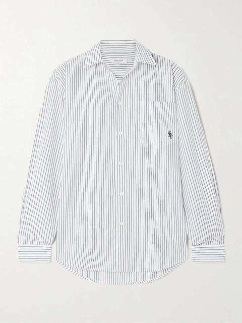 SRC embroidered striped cotton-poplin shirt White
