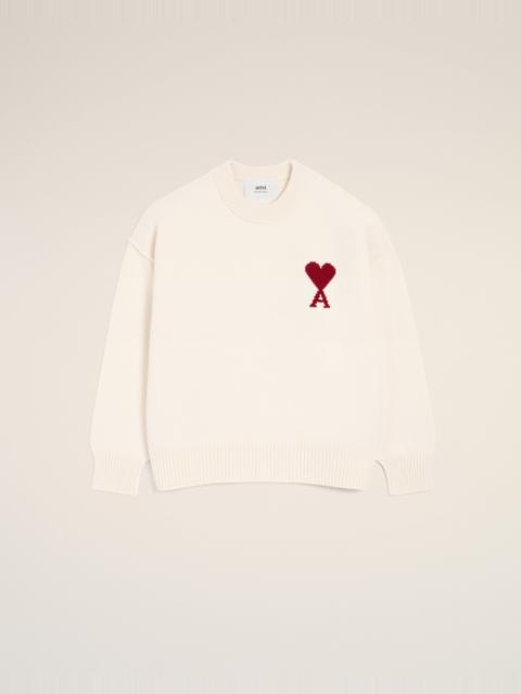 WHITE WOOL AMI DE COEUR CREWNECK SWEATER