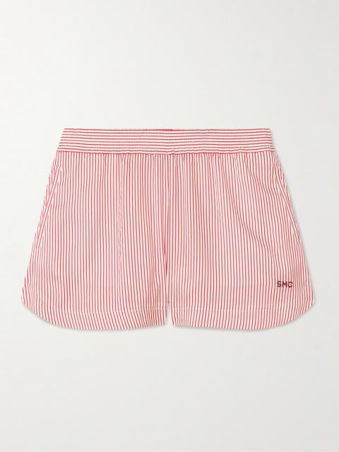 Embroidered Striped Organic Silk Shorts