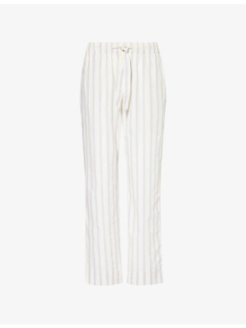 Straight-leg mid-rise organic-cotton poplin pyjama trousers