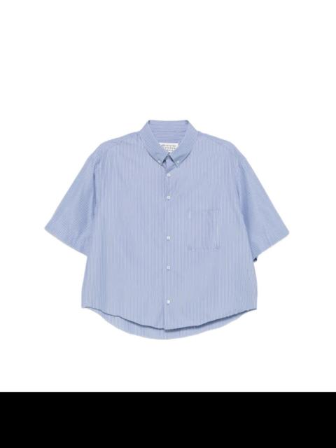 SHORT-SLEEVED SHIRT - BLUE/KHAKI STRIPE