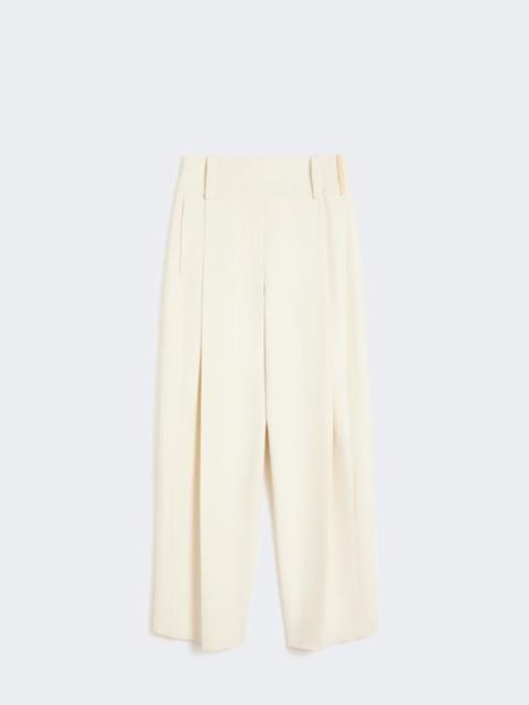 Wide-fit stretch viscose trousers - ivory