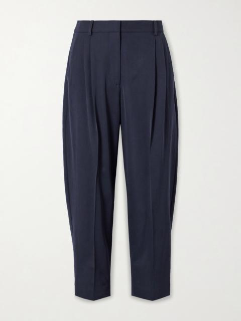 Pleated Cropped Wool Tapered Pants