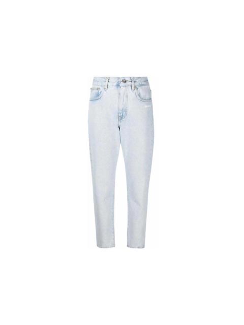 OFF-WHITE Diag Straight Leg 5 Pocket Jeans Light Lbue White