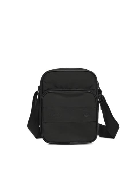 logo-embossed shoulder bag