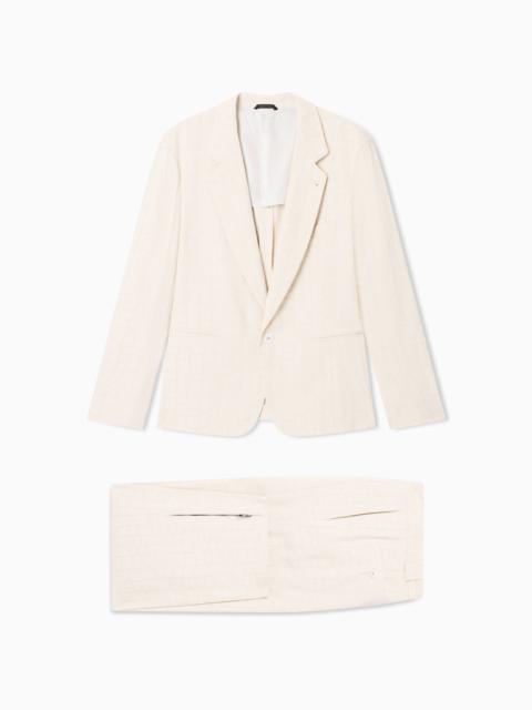 JACQUARD VISCOSE AND LINEN SINGLE-BREASTED SUIT