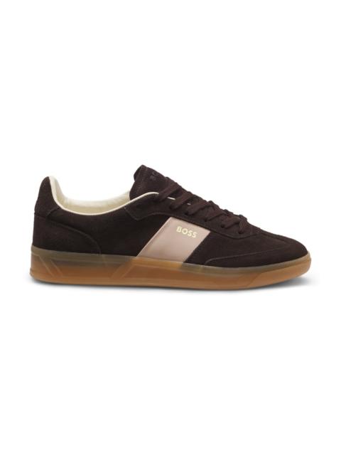 SUEDE TRAINERS WITH SMOOTH-LEATHER TRIMS
