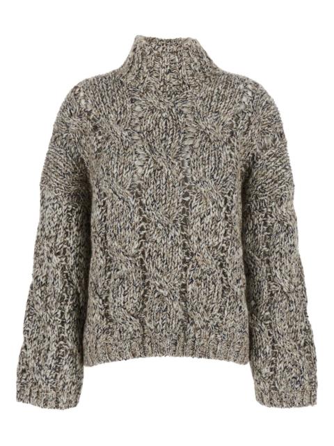 cable-knit high-neck sweater