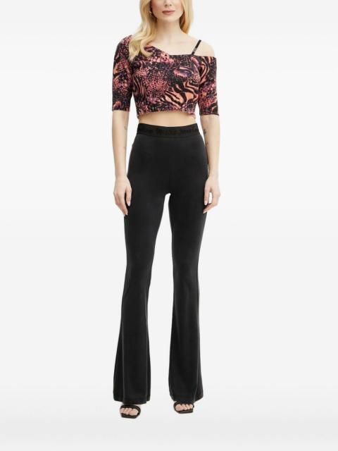 animal-print one-shoulder top