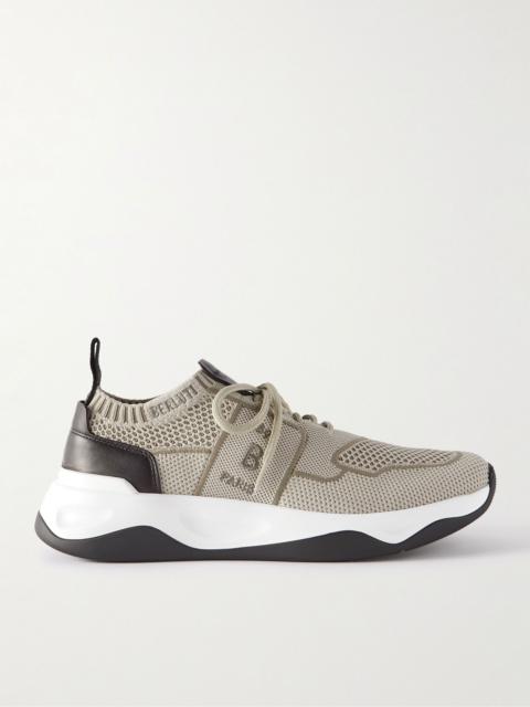 Shadow Leather-Trimmed Mesh Sneakers Beige
