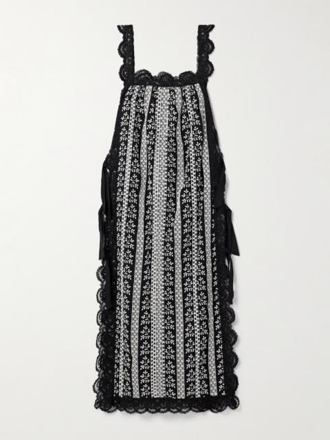 Fiocchini Lace-trimmed Embroidered Cotton-voile Midi Dress