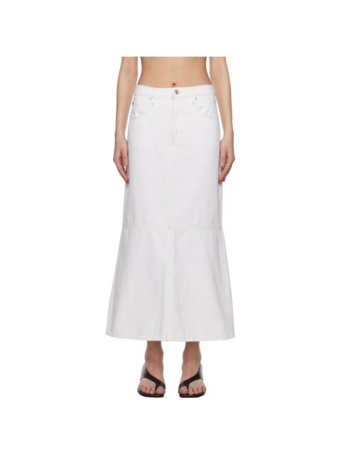 White 'The Flounce' Denim Midi Skirt
