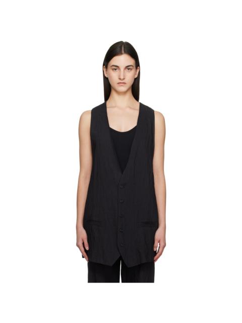 Black Crinkled Metallic Tailoring Vest