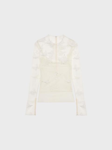 TULLE SWEATER WITH EMBROIDERY