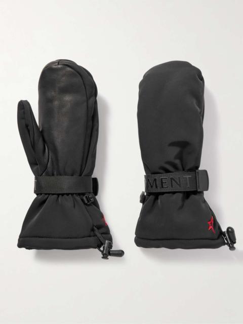 Davos two-tone padded shell and leather mittens Black